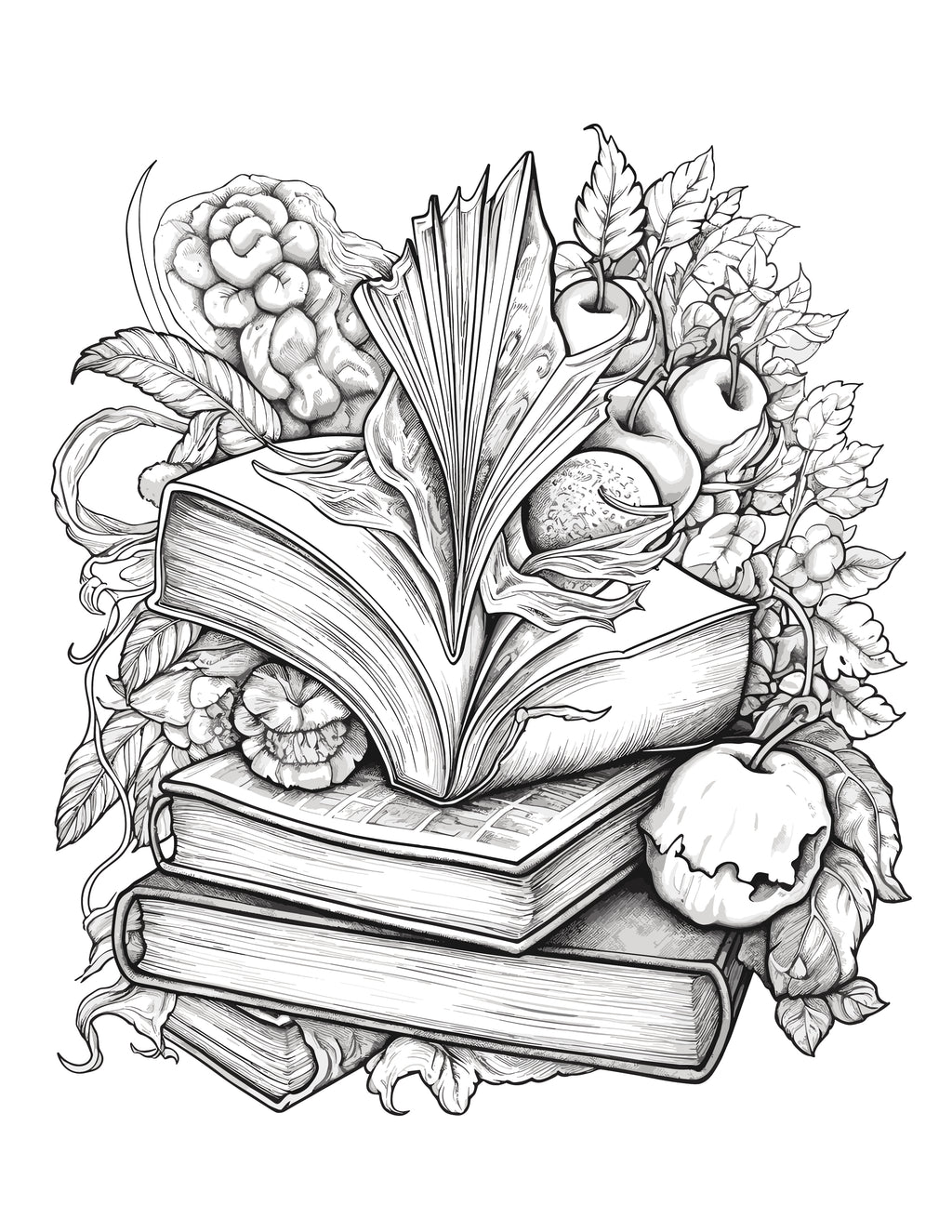 Wooden Desk an Open Book Coloring Book