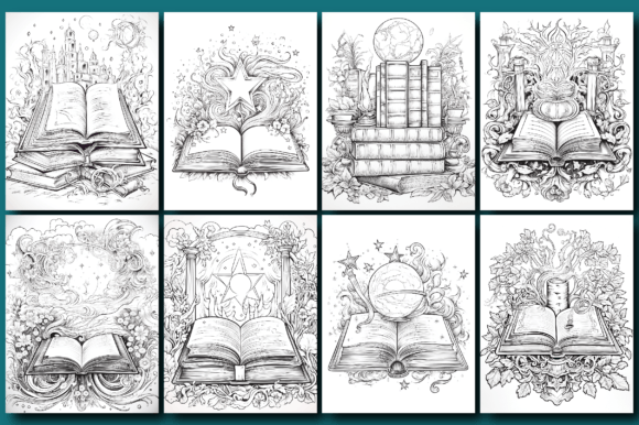 200 Open Magic Book Coloring Pages V - 2