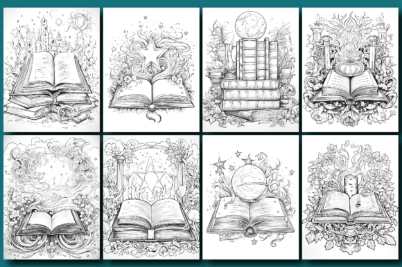 200 Open Magic Book Coloring Pages V - 2 - digibookface