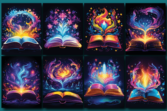 200 Open Magic Book Coloring Pages V - 2 - digibookface