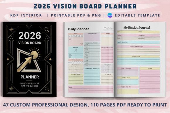 Vision Board Planner | KDP Interior graphique