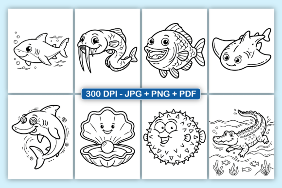 Cute Ocean Animals KIDS Coloring Book graphique