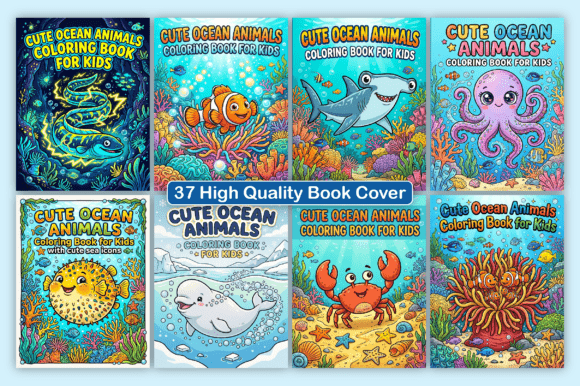 Cute Ocean Animals KIDS Coloring Book graphique