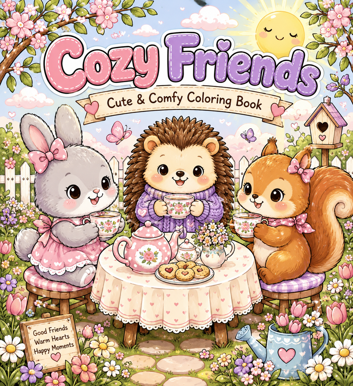 Digital product Cozy Friends Cute & Comfy Coloring Pages - digibookface
