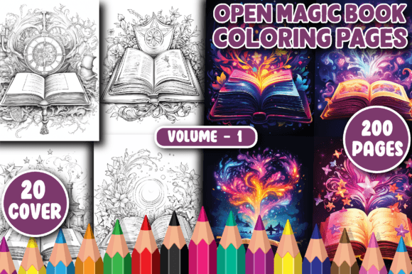Digital product Magic Book Coloring Pages V - 1 - digibookface