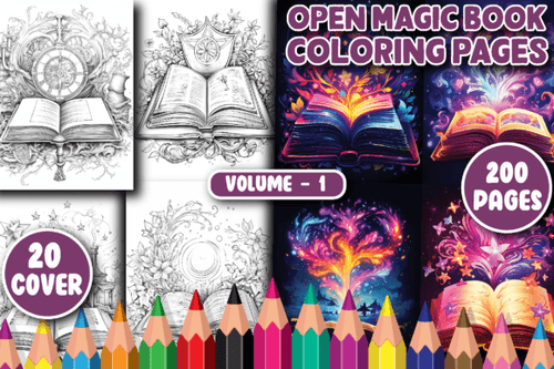 Digital product Magic Book Coloring Pages V - 1 - digibookface