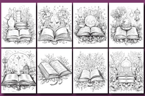 Digital product Magic Book Coloring Pages V - 1 - digibookface