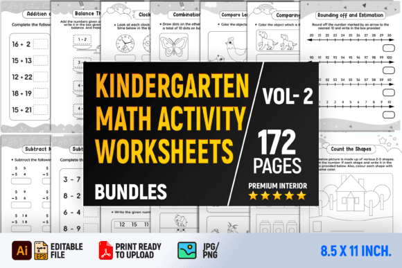 Digital product Math Activity Worksheet for Kids - digibookface
